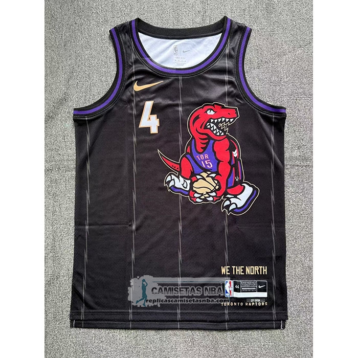 Camiseta Toronto Raptors Scottie Barnes NO 4 Ciudad 2024-25 Negro